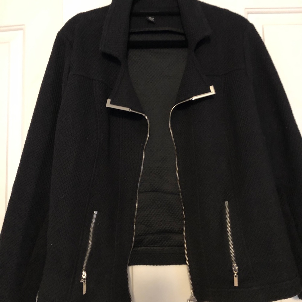 Alfani Black Textured Zip-Front Blazer Jacket